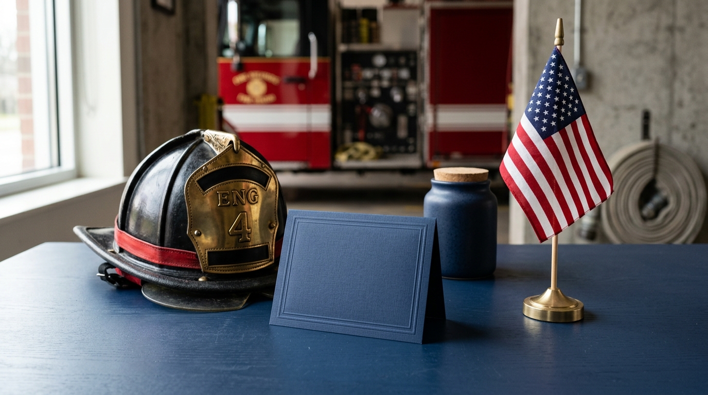 A brand partner honoring first responders at a station appreciation event